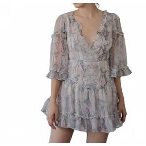 NEW OLIVACEOUS snake it off lace up mini dress in snakeskin